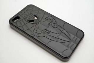 3D SPIDERMAN Aluminium Back Case for iPhone4 4S+LCD Protector Black 