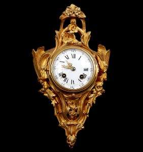 French Louis XV Gilt Bronze Cartel Clock Ca 1890 Antique Ormolu Style 