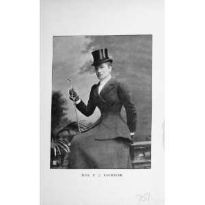  Mrs F.J Falkiner Sportswoman Antique Portrait 1896