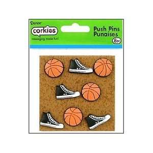  Darice Corkies Push Pin Basketball/Sneaker 8pc (Pack of 3 