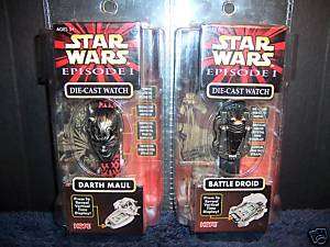   Darth Maul & Battle Droid Die Cast Watches Figure New 1999 Hope Ind