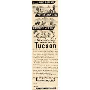  1936 Ad Tucson Arizona Travel Sunshine Climate Club 