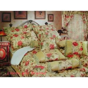  7PC VICTORIA BROWN / CREAM COMFORTER BED IN A BAG KING 