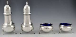   Baldwin & Miller 2 Pepper Shakers & 2 Salt Cellars Cobalt Glass Liners