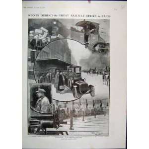   1910 Scene Great Railway Strike Paris Train Cheminot
