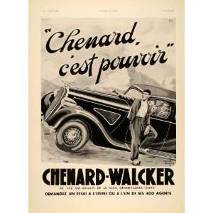  1936 French Ad Vintage Chenard Walcker Car France Auto 
