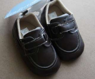   Baby Shoes Dark Brown Beige Sz 2/3 Tendertoes Soft Soled Velcro Loafer