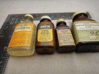 Lot Vintage Medicine Bottles Amber/Clear Metal Caps Aspirin Castor Oil 
