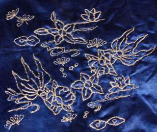 RARE ANTIQUE CHINESE OLD IMPERIAL BLUE SILK COURT ROBE HAND EMBROIDERY 