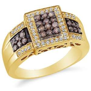 and Chocolate Brown Diamond Halo Engagement OR Fashion Right Hand Ring 