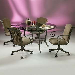  Athena Glass Table and Caster Chair Dining Set