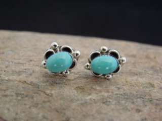 Navajo Indian Sterling Silver Turquoise Post Earrings  