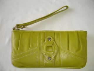 Cow Leather GREEN Wristlet Strap Purse Card Slot New  