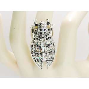   Rhinestone Flying Bug Black Eyed Insect Custom Fashion Ring Jewelry