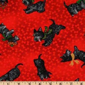   Christmas Allover Scotties Red Fabric By The Yard Arts, Crafts