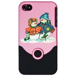  iPhone 4 or 4S Slider Case Pink Christmas Snow Couple Snow 