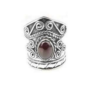    Sterling Silver Wizards Armor Ring in GARNET Size 4.5 Jewelry