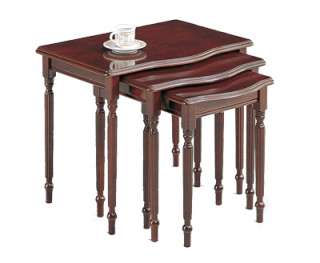 Cherry Wood Set of 3 Nesting Stacking Tables End Side  
