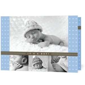 Boy Birth Announcements   Sweet Columns Blue By Hello Little One For 