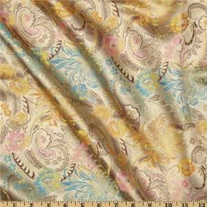  44 Wide Chinese Brocade Paisley Gold Fabric By The Yard 