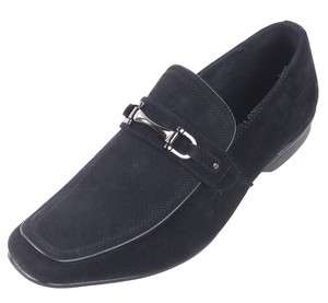 MENS BLACK NUBUCK SLIP ON LOAFERS,DRESSY CLASSIC STYLE, WITH A BUCKLE 