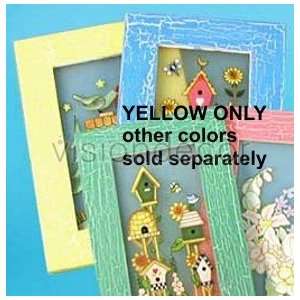  NEW Yellow Wood Frame Country Style Hand Paint Wall Plaque 