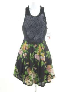 NWT FREE PEOPLE Black Floral Print Sleeveless Dress XS  