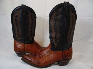Vtg J Chisholm Lizard & Leather Boots Mens Sz 9 M Western Cowboy 