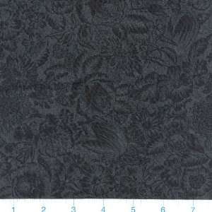  45 Wide Muslin Mates Floral Charcoal on Black Fabric By 