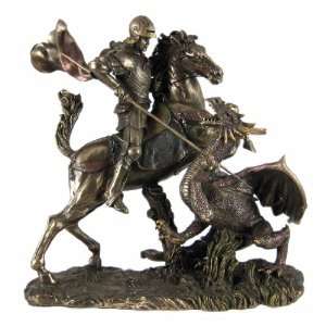  St. George Slaying The Dragon Bronzed Statue Christian 