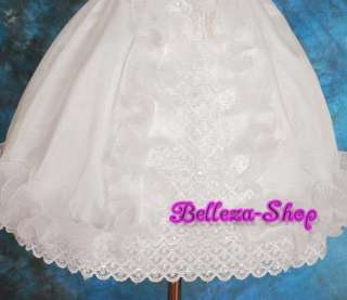 White Baby Flower Girl Christening Gown Bonnet SZ 3m 6m  