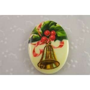 Vintage Christmas Bell Holly Cabochon Stone