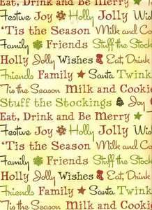 CHRISTMAS PHRASES 12 x 12 Scrapbook paper   2 Sheets  