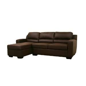  Soren Brown Faux Leather Convertible Sofa Bed Sectional 