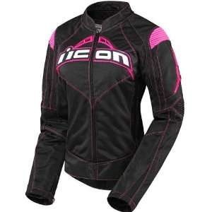   Icon Contra Womens Textile Motorcycle Jacket Black/Pink Automotive