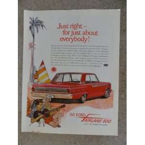 500 ,Vintage 60s full page print ad (red car/beach) Original vintage 