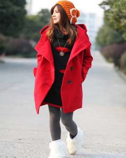 New Korean Women Single breasted Woolen Blend Coat / Jacket 3 Colors 