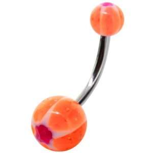  Orange & Rose Red Club Crazy UV Acrylic Belly Button Ring 
