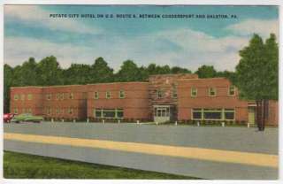 Linen Postcard Potato City Hotel in Coudersport, PA  