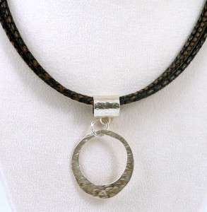 SILPADA Three Strand Braided Brown Leather Necklace with Sterling 
