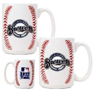   Milwaukee Brewers Game Ball Ceramic Coffee Mug Set