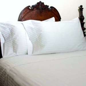   Stripe Single Ply Yarn Bed Sheet Set (White) Queen.