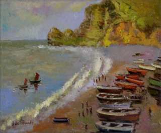   Painted Oil Painting Repro Claude Monet The Beach at Etretat  