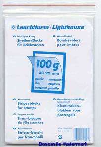 LIGHTHOUSE ASSORTED STAMP MOUNTS 100g CLEAR STRIP MIXED  