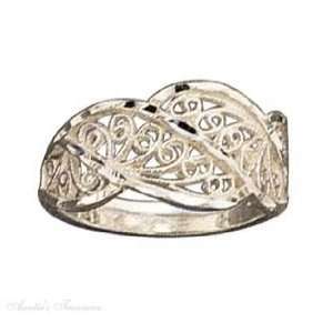  Sterling Silver Filigree Wave Ring Size 7 Jewelry