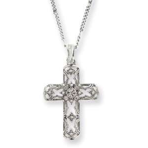  Silver tone Cross Necklace/Mixed Metal Jewelry