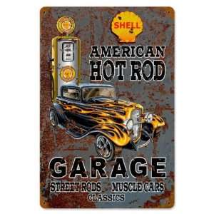 Hot Rod Shell Gas Automotive Vintage Metal Sign   Garage 