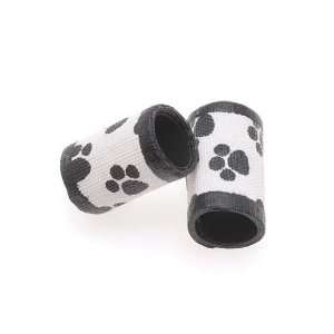 Sassy Silkies Fabric Beads White/Black Dog Paws 1/2 inch 