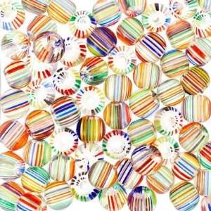 8mm Multi Colored Cane Glass Beads Round Arts, Crafts 
