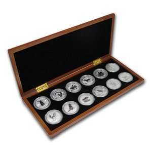   1999 2010 1 oz Silver Lunar 12 Coin Set (S1) Wood Box 
